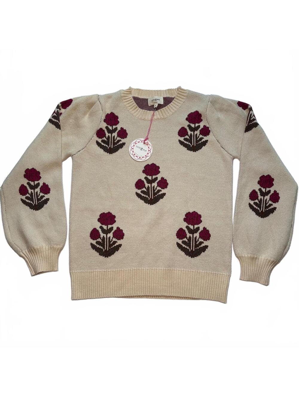 Umgee Cream Floral Sweater NWT Cottagecore Grandma Chic Soft Girl